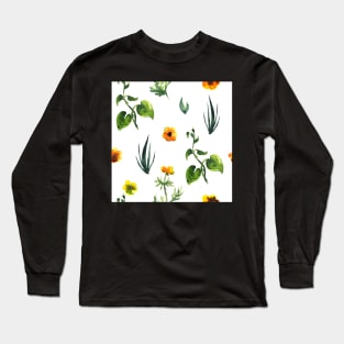 Seamless plants pattern. Floral decorative illustration Long Sleeve T-Shirt